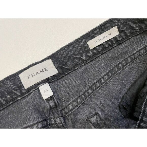 Frame Le Garçon Crop Boyfriend Denim Jeans Women Size 26 Black - Picture 5 of 10